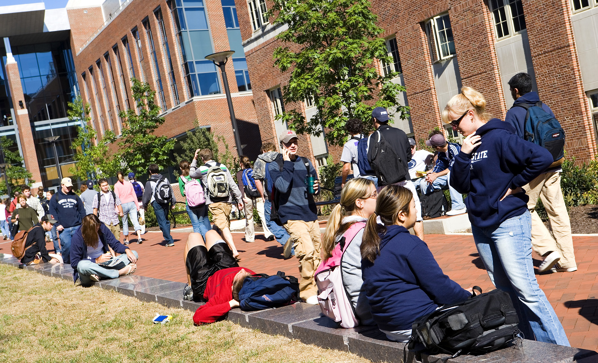 Students walking to class on the University Park campus