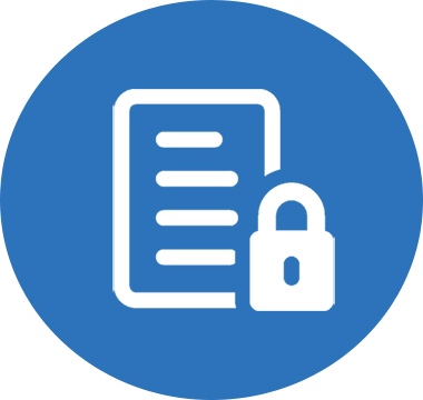Icon image of document with a lock beside it
