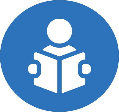 Icon image of person reading a book